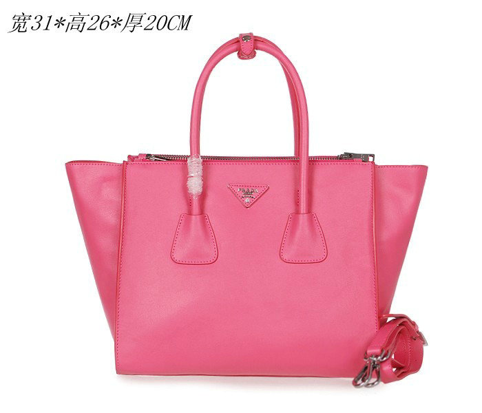 2014 Prada Glace Calf Leather Tote Bag BN2619 rosered